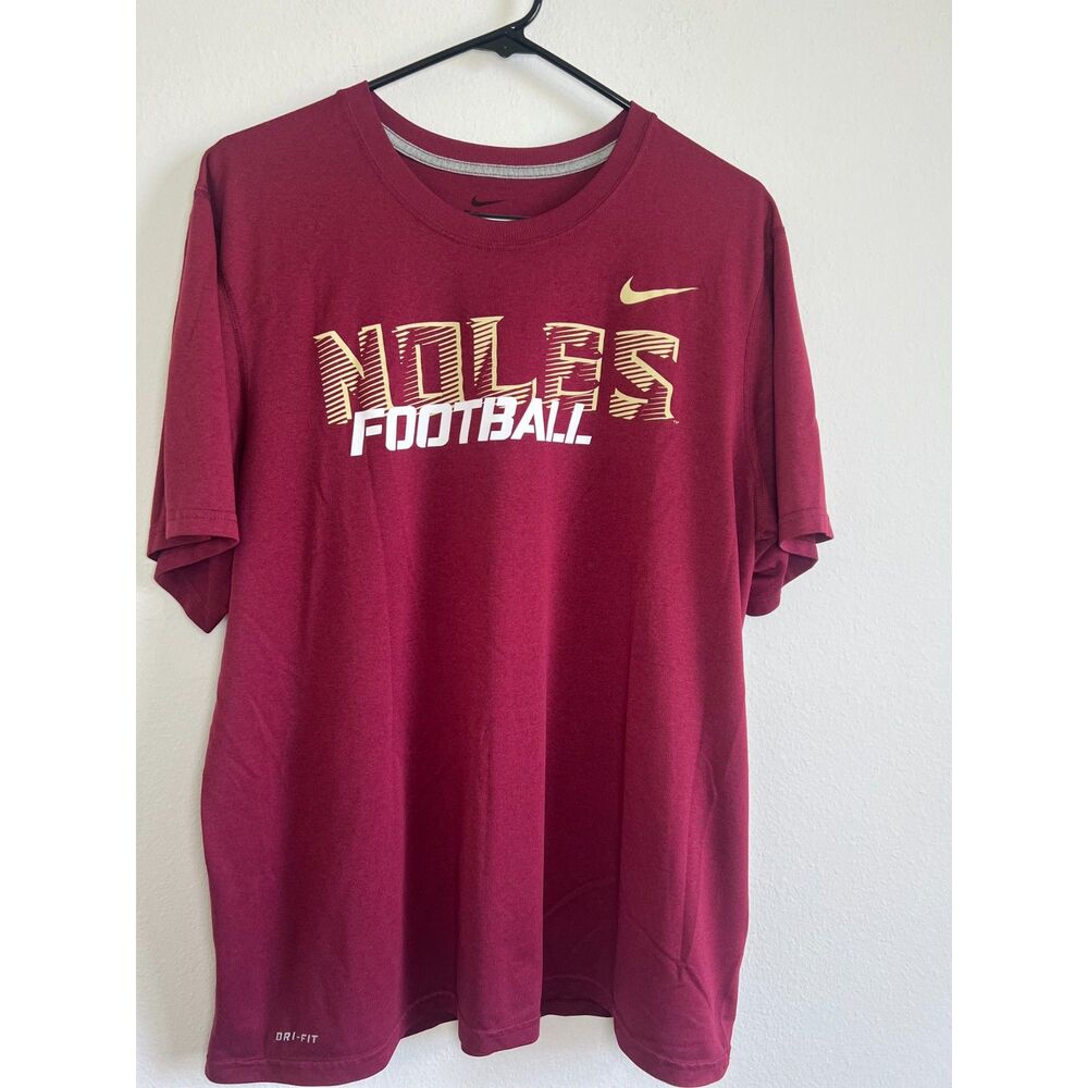 Nike FSU Florida State Seminoles Football Dri-FIT Shirt Mens Large Garnet
